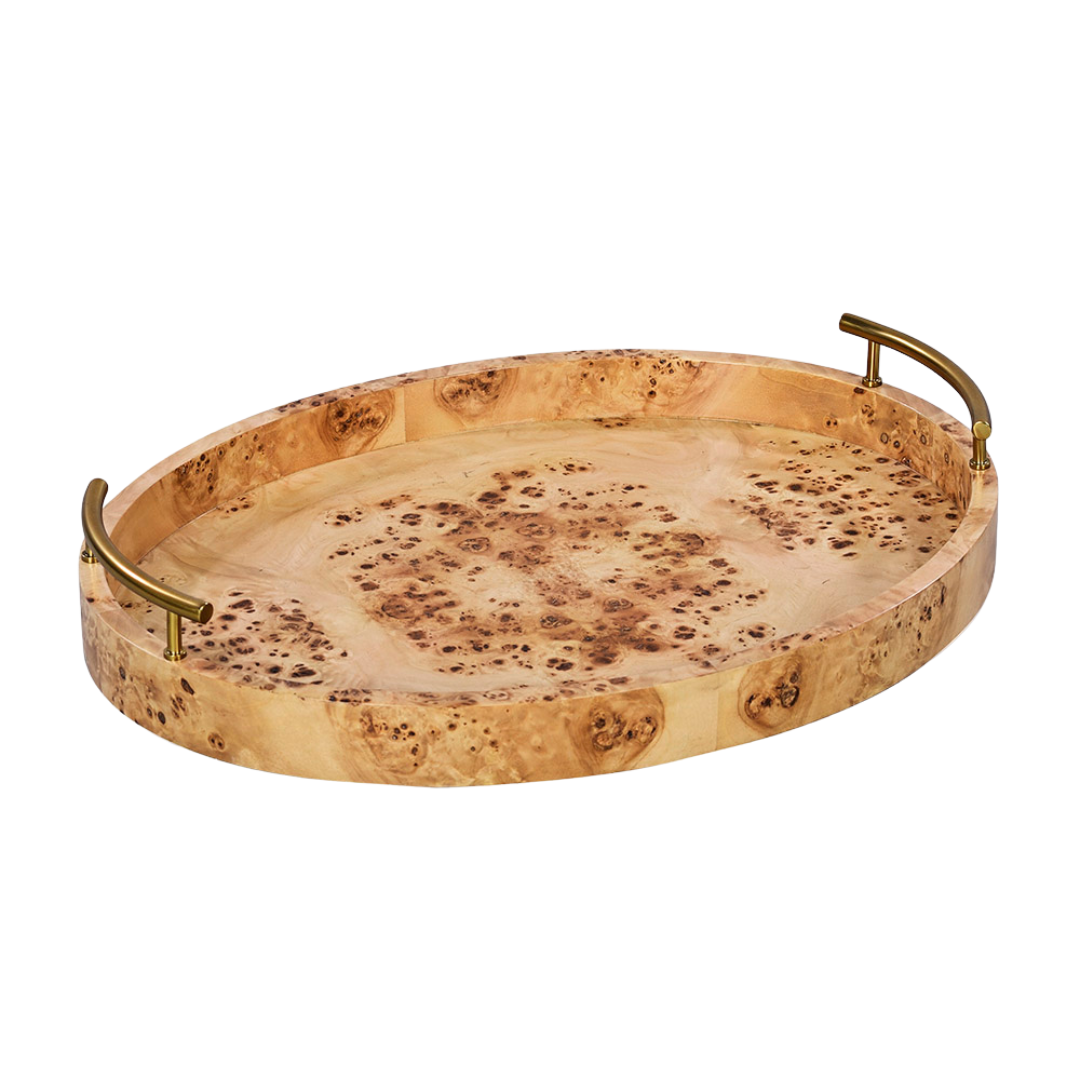 1232-40 - Tray Oval Serving - Natural Burl