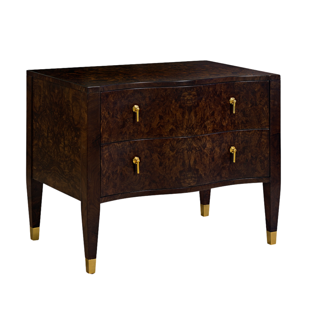 1356-50 - Serpentine Nightstand - Walnut Burl Finish