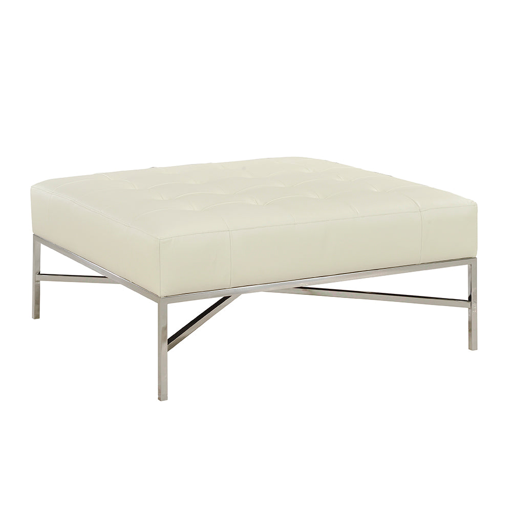 1444-06 - Sarasota Coffee Table Ottoman - White Leather Finish