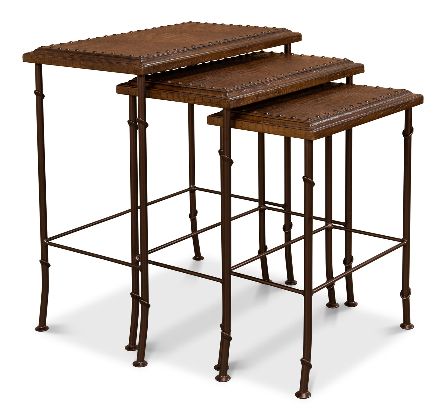 CROC LEATHER NESTING TABLES, SET/4