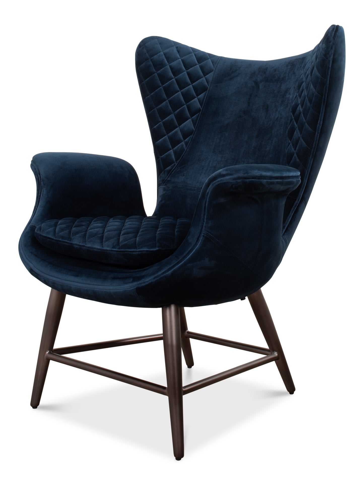 VELVET WING CHAIR, BLUE