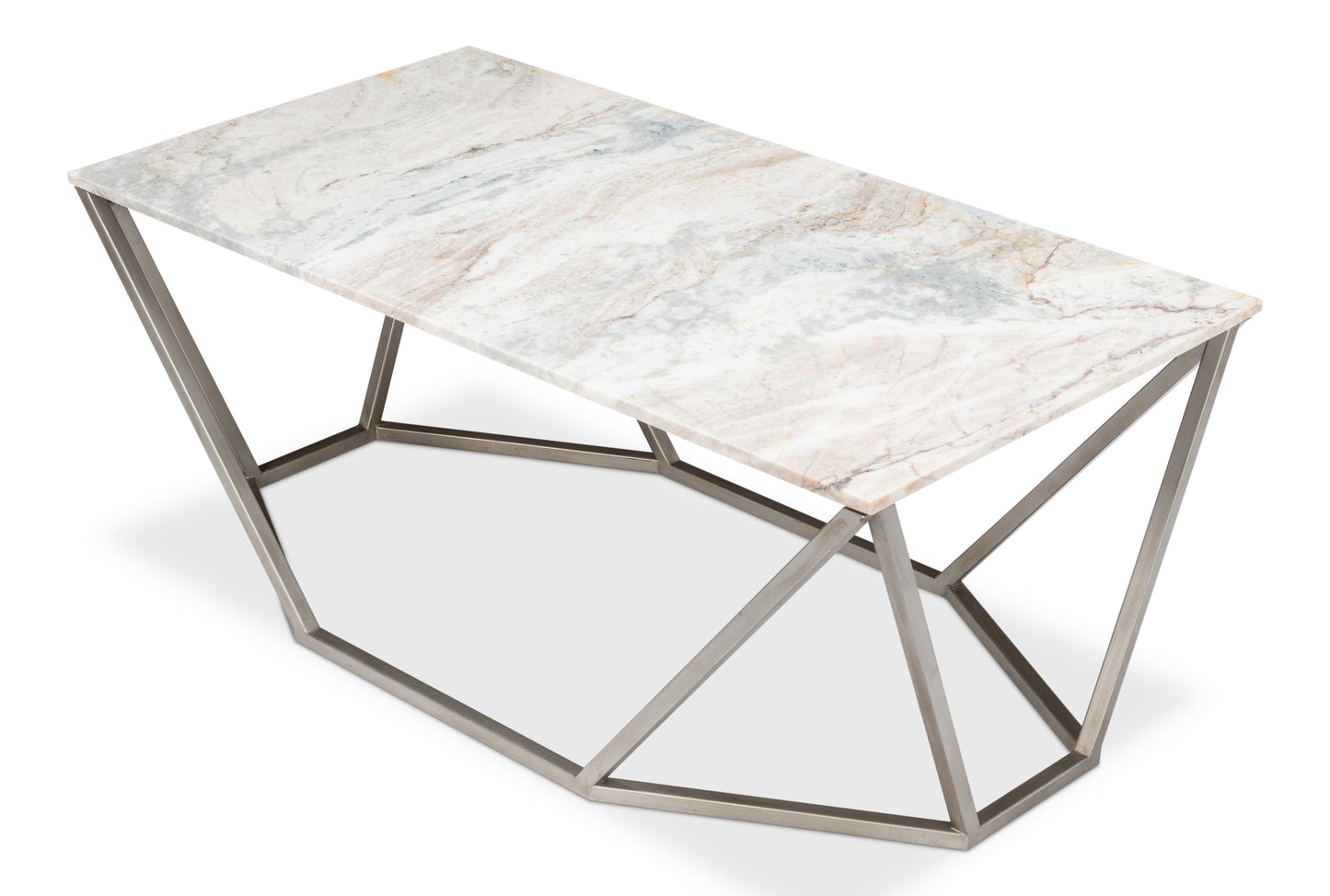 TRAPEZOID COFFEE TABLE, MARBLE TOP