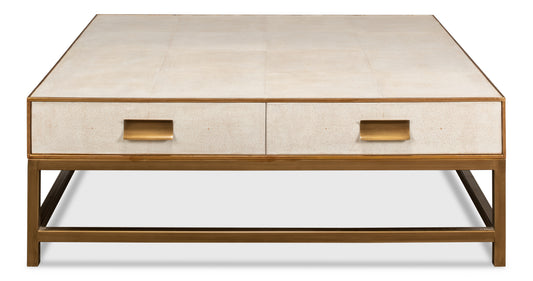 Gideon Shagreen Square Coffee Table - White
