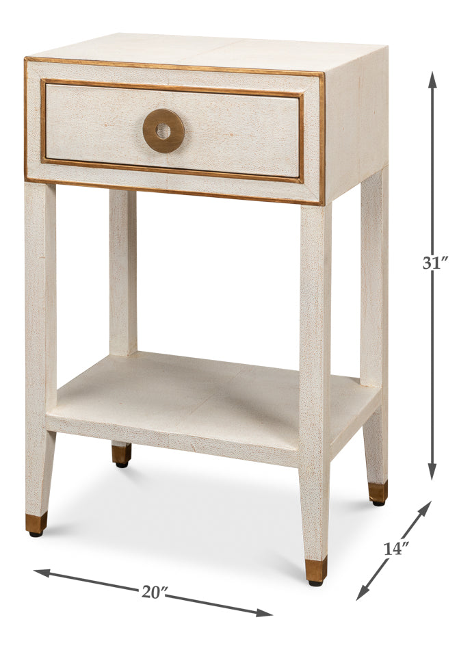 GABRIELLA SHAGREEN NIGHTSTAND - OSPREY WHITE
