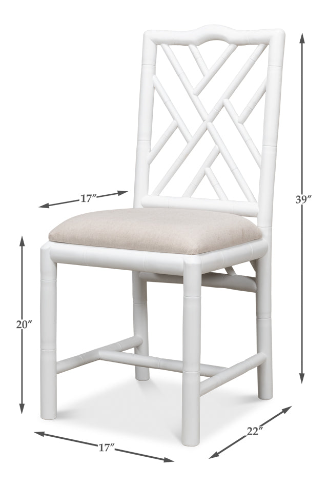 BRIGHTON BAMBOO SIDE CHAIR, WHITE