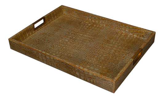Norton Leather Tray Croco Leather Antique Green