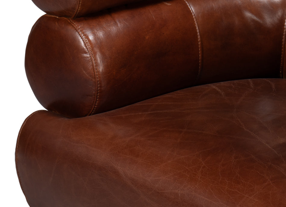 Rondo Leather Swivel Chair Brown
