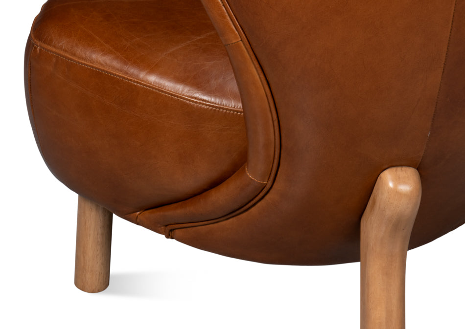 DIDDY LEATHER CHAIR, HAVANA BROWN