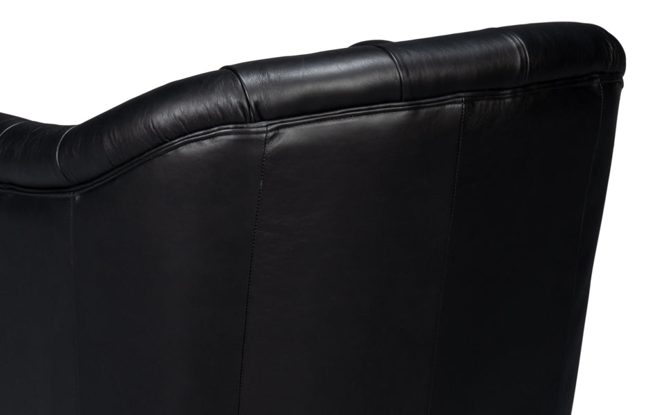 COOLIDGE LEATHER SWIVEL CHAIR, BLACK