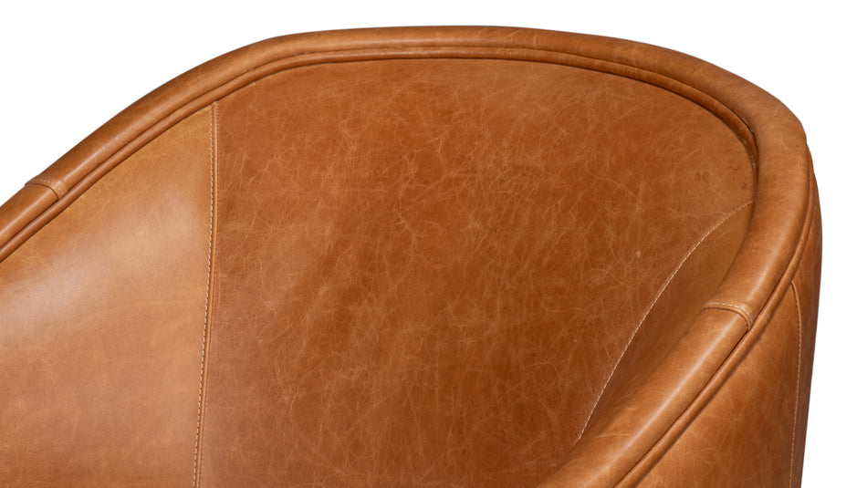 Braxton Leather Swivel Chair Brown