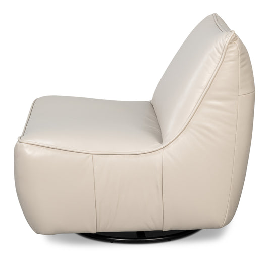Kennett Swivel Chair Crystal White Leath