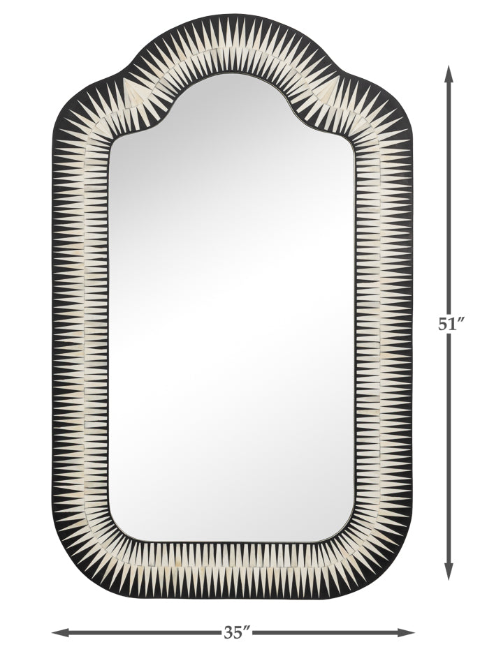 Meridian Traditional Mango Wood and Bone Inlay Wall Mirror