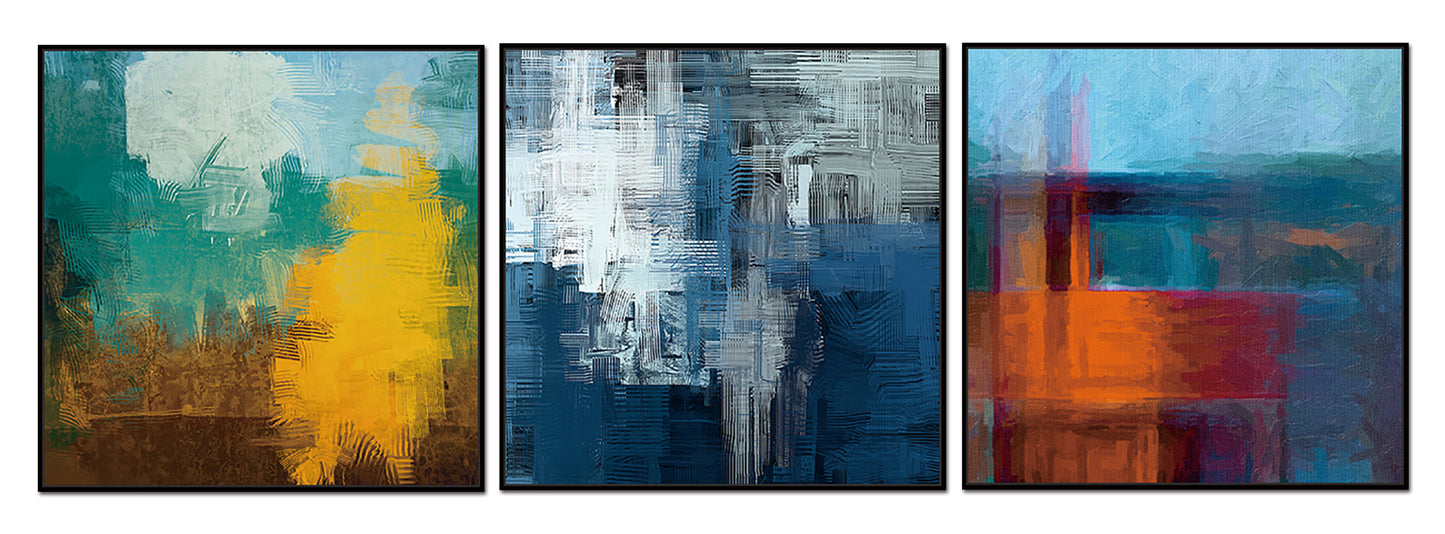 Terra Canvas Wall Art - 3-Piece - 28" X 28" (Each) - Black Ps Frame