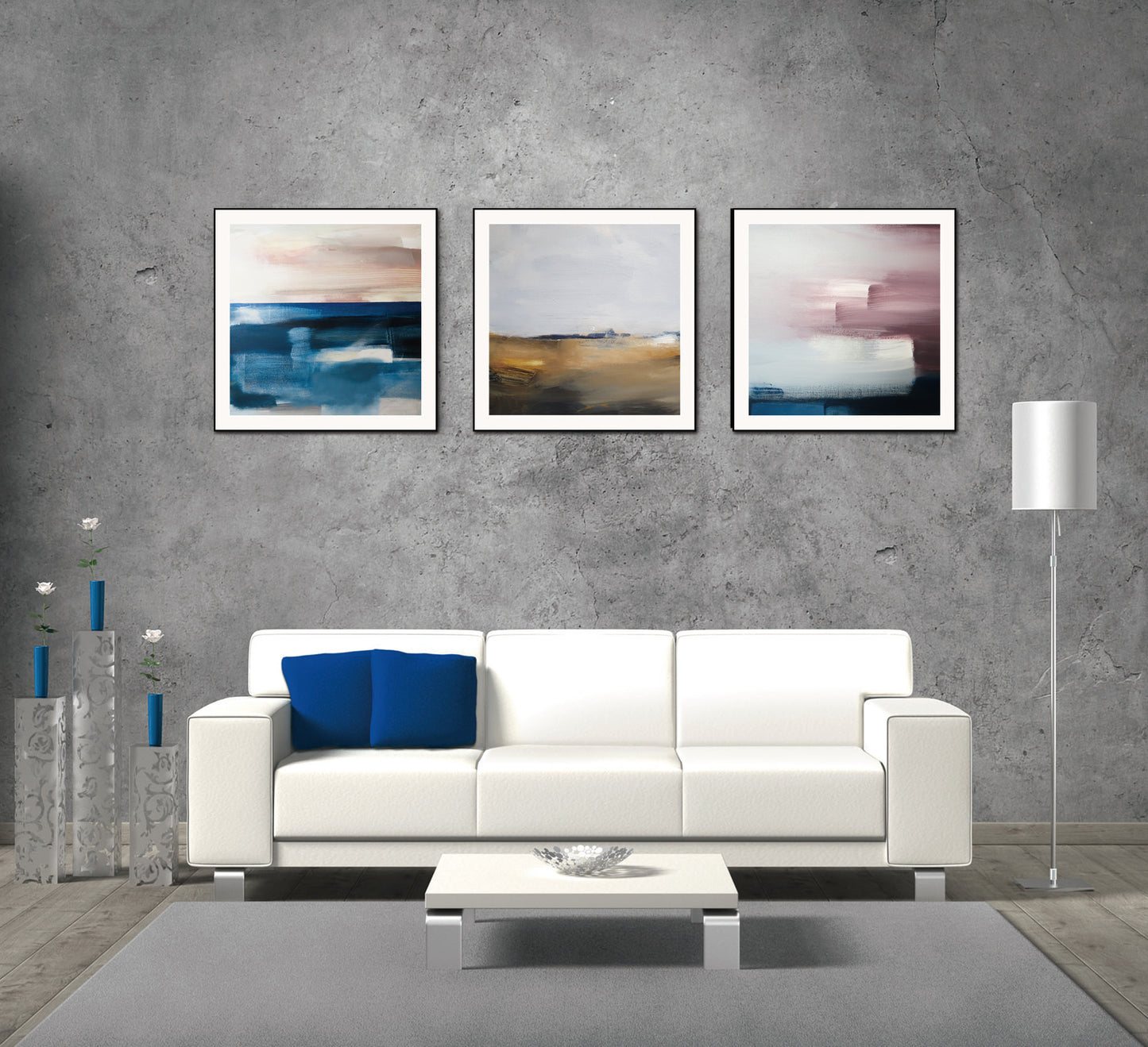 Isla Canvas Wall Art - 3-Piece - 28" X 28" (Each) - Black Ps Frame