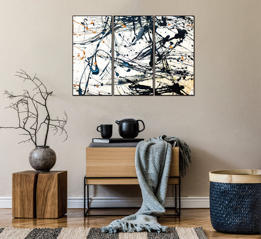 Irena Canvas Wall Art - 3-Piece - 48" X 24" (Each) - Black Ps Frame