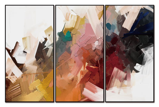 Luz Canvas Wall Art - 3-Piece - 48" X 24" (Each) - Black Ps Frame