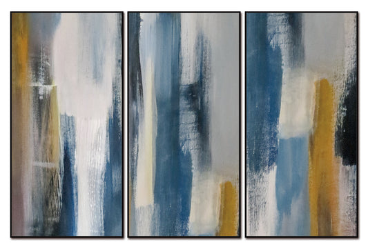 Indie Canvas Wall Art - 3-Piece - 48" X 24" (Each) - Black Ps Frame