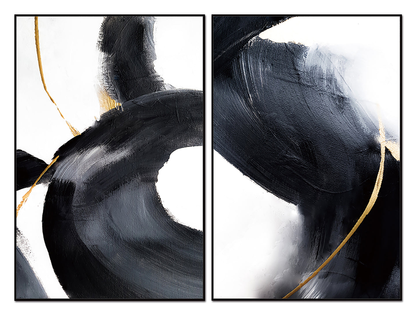 Nero Canvas Wall Art - 2-Piece - 40" X 60" (Each) - Black Ps Frame