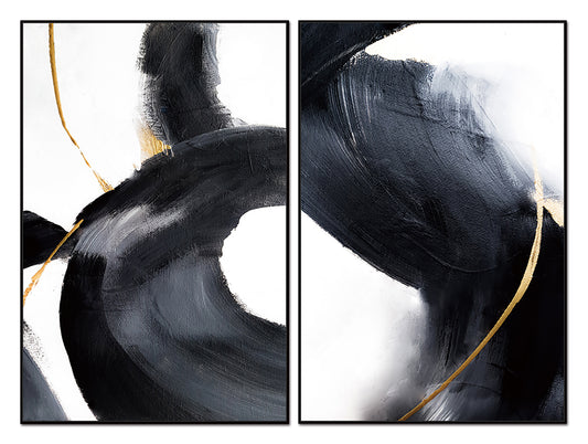 Nero Canvas Wall Art - 2-Piece - 40" X 60" (Each) - Black Ps Frame
