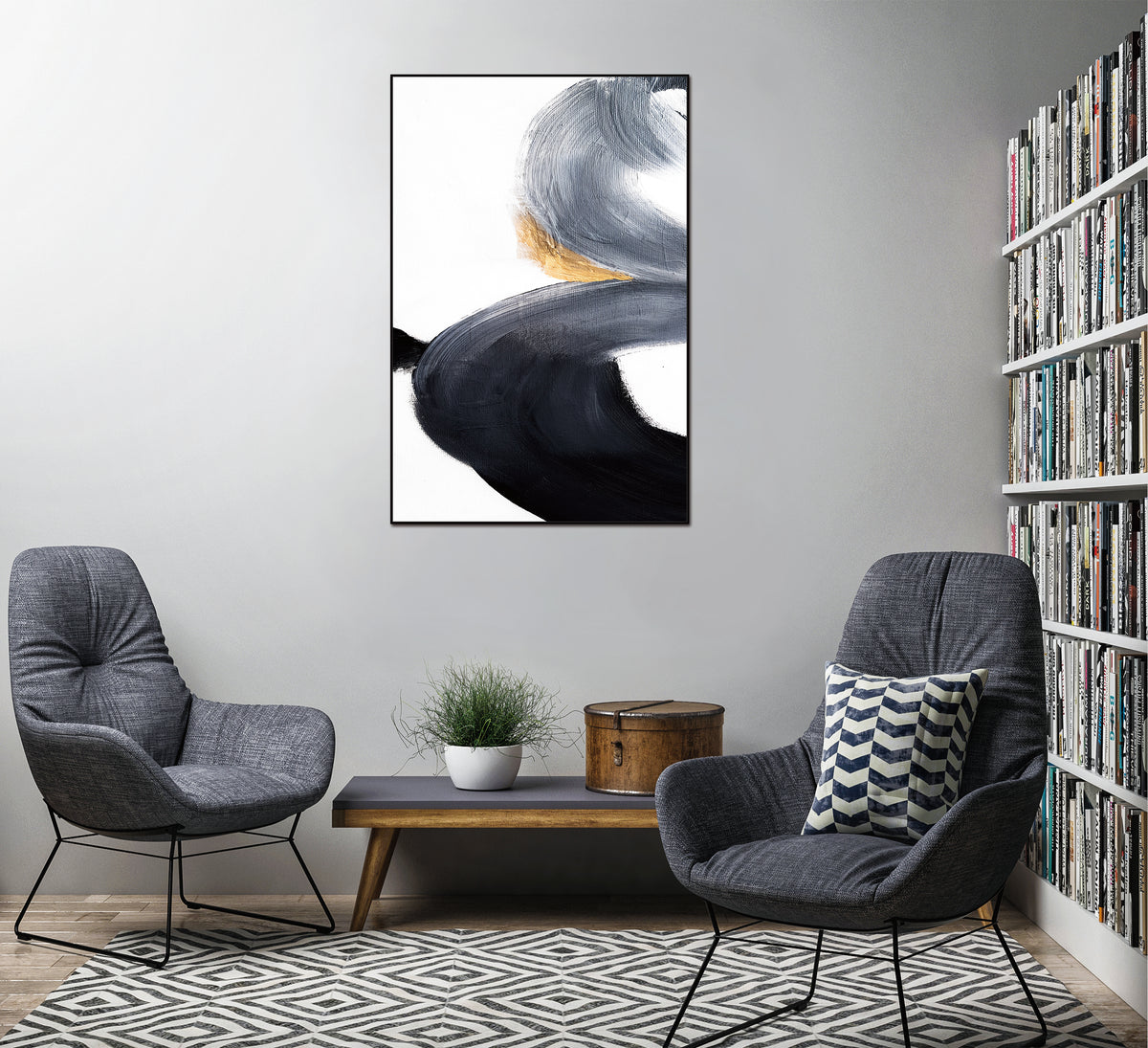 Sara Canvas Wall Art - 48" X 32" - Black Ps Frame