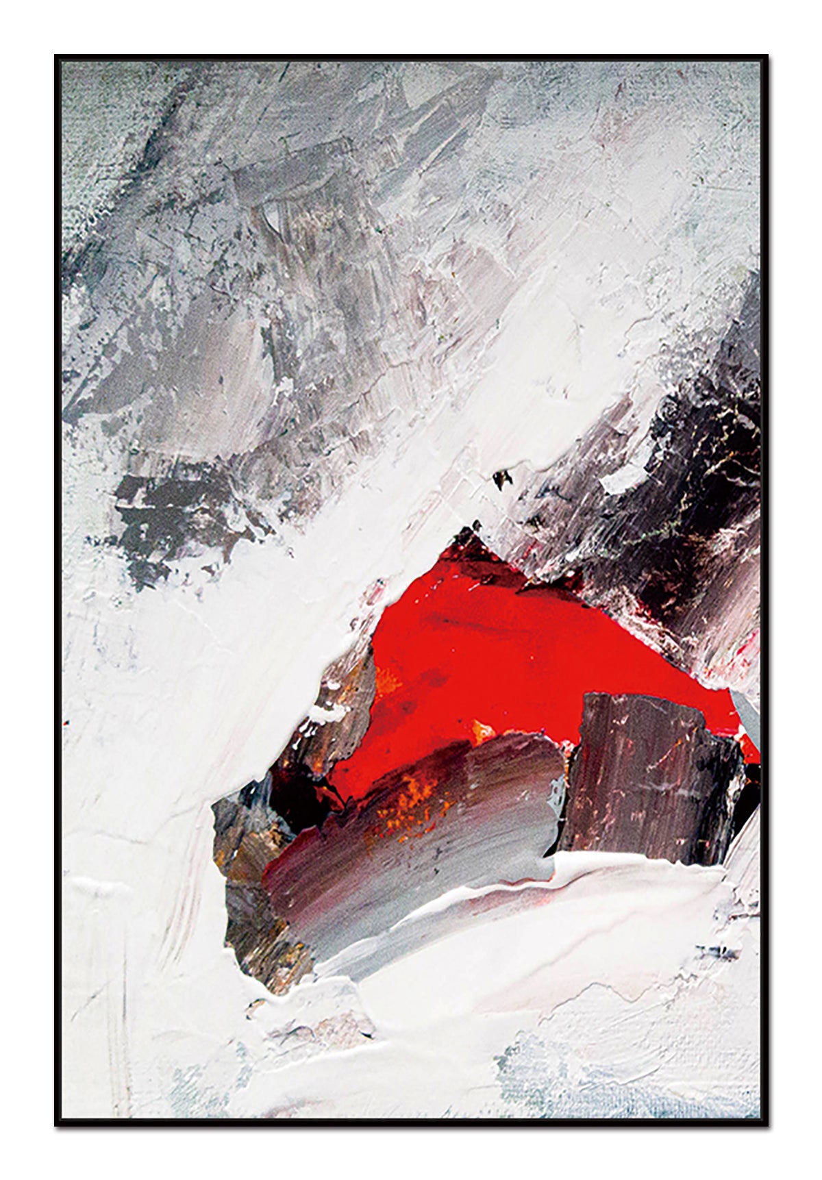 Rojo Canvas Wall Art - 40"X60" - Black Ps Frame