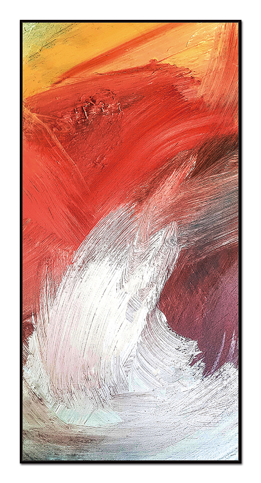 Flame Canvas Wall Art - 48"X24" - Black Ps Frame