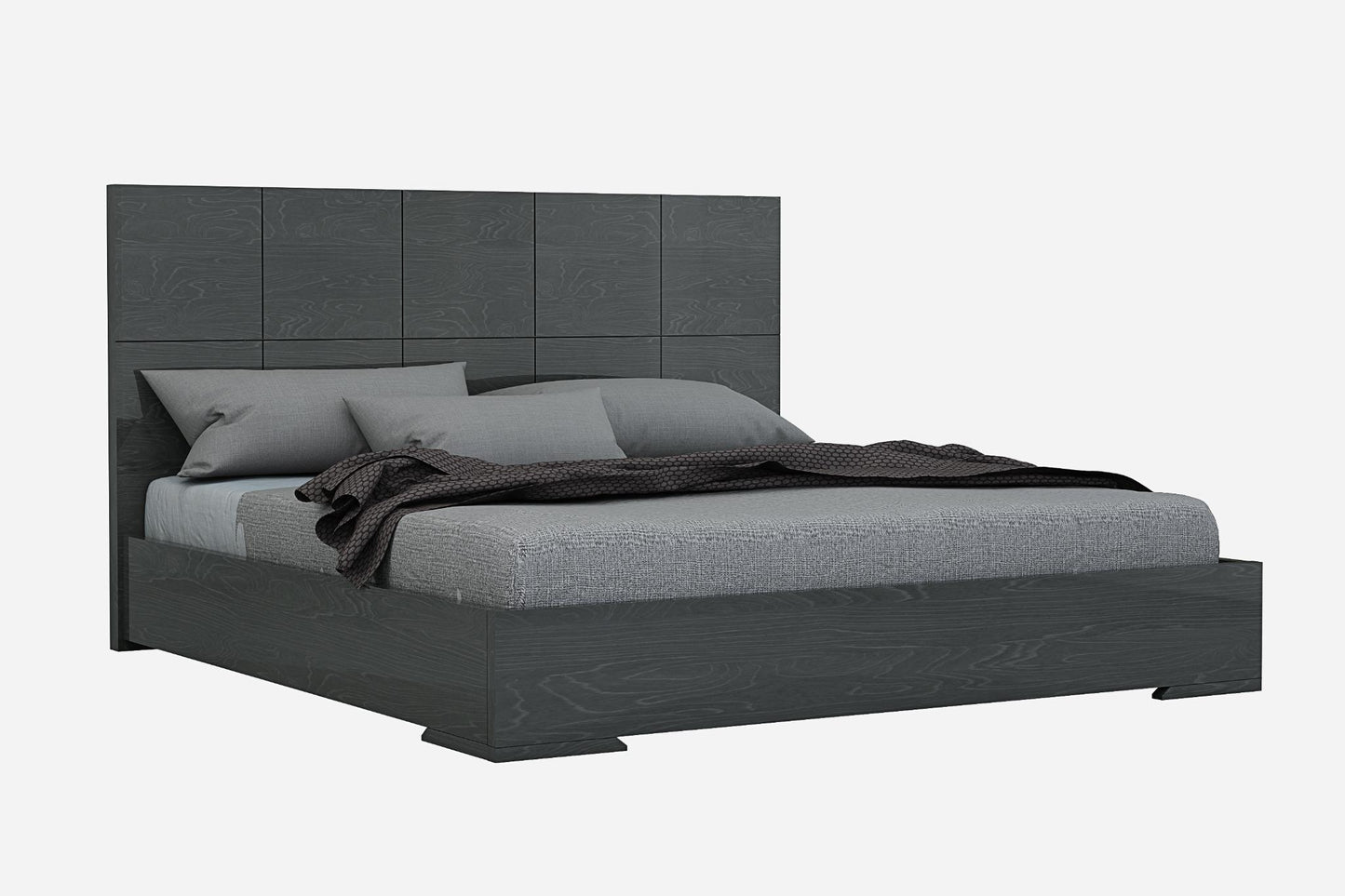 Anna King Platform Bed - High Gloss Grey