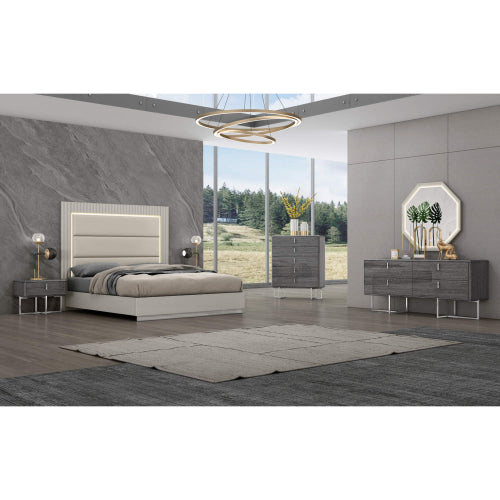 Chloe 5-Drawer Chest - High Gloss Grey