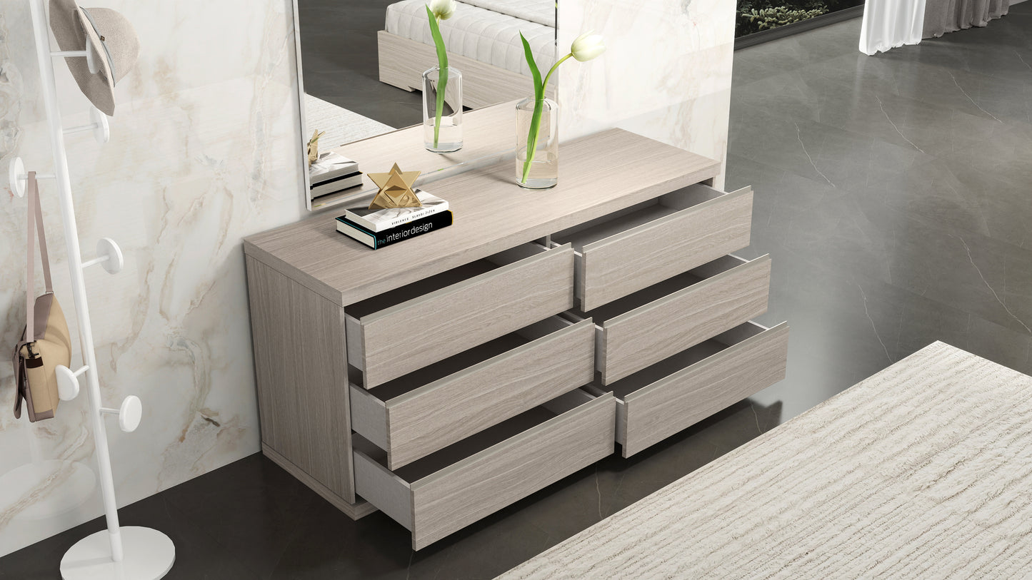 Anna 6-Drawer Double Dresser - Matte White Oak