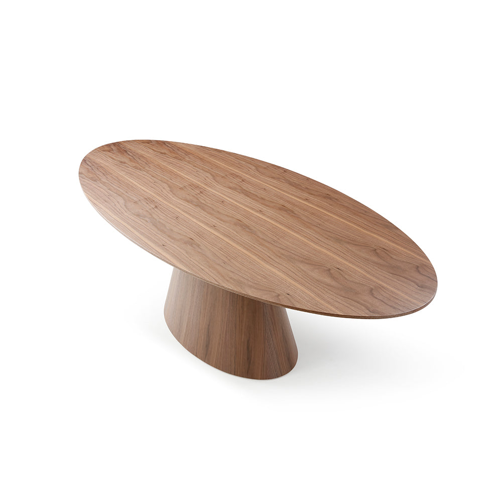 Bruno 95" Oval Dining Table In Walnut Veneer