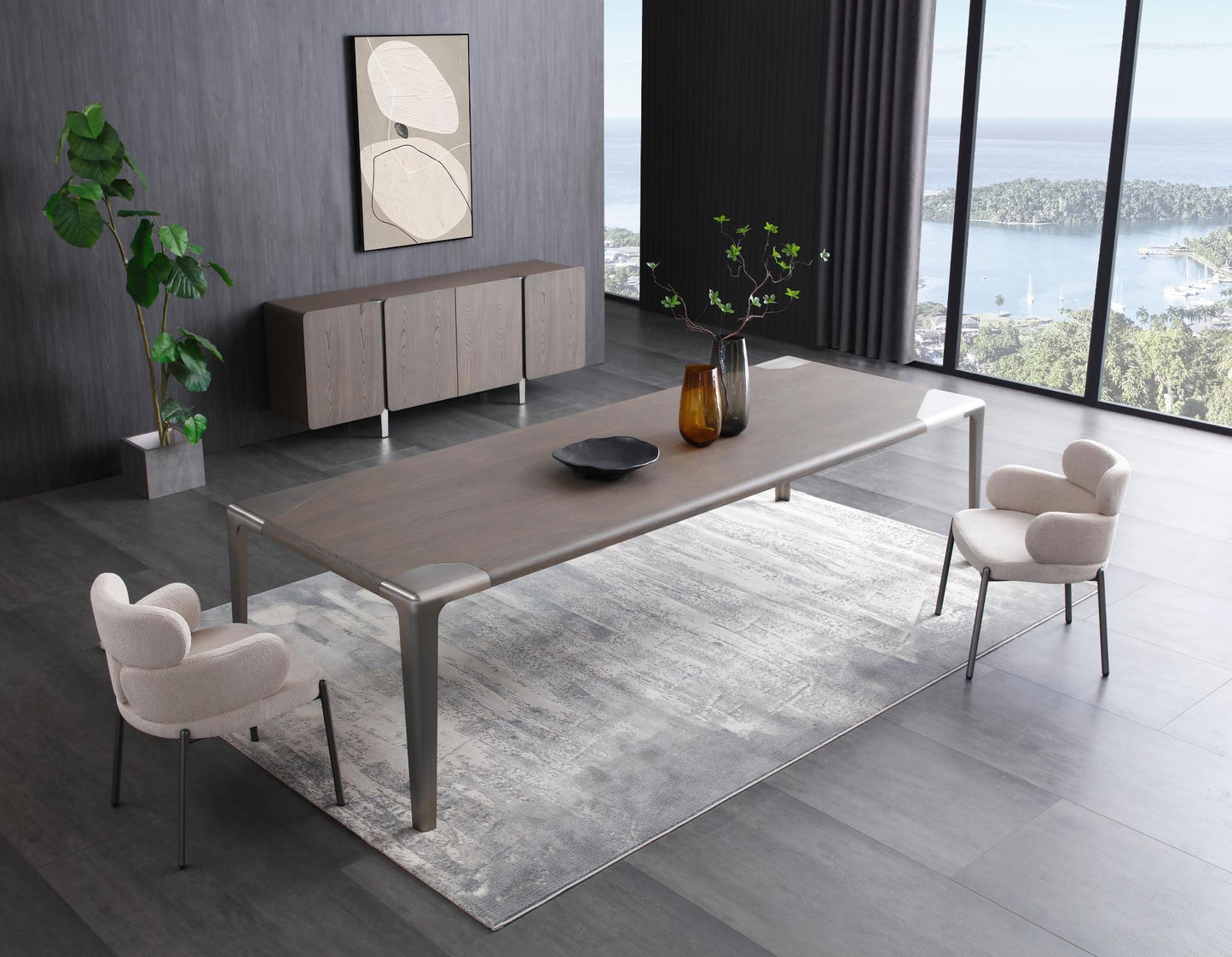 Elena 118" Dining Table in Light Grey Ash
