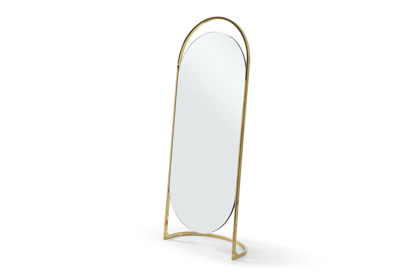 Celina Arched Floor Mirror In Gold Stainless Steel