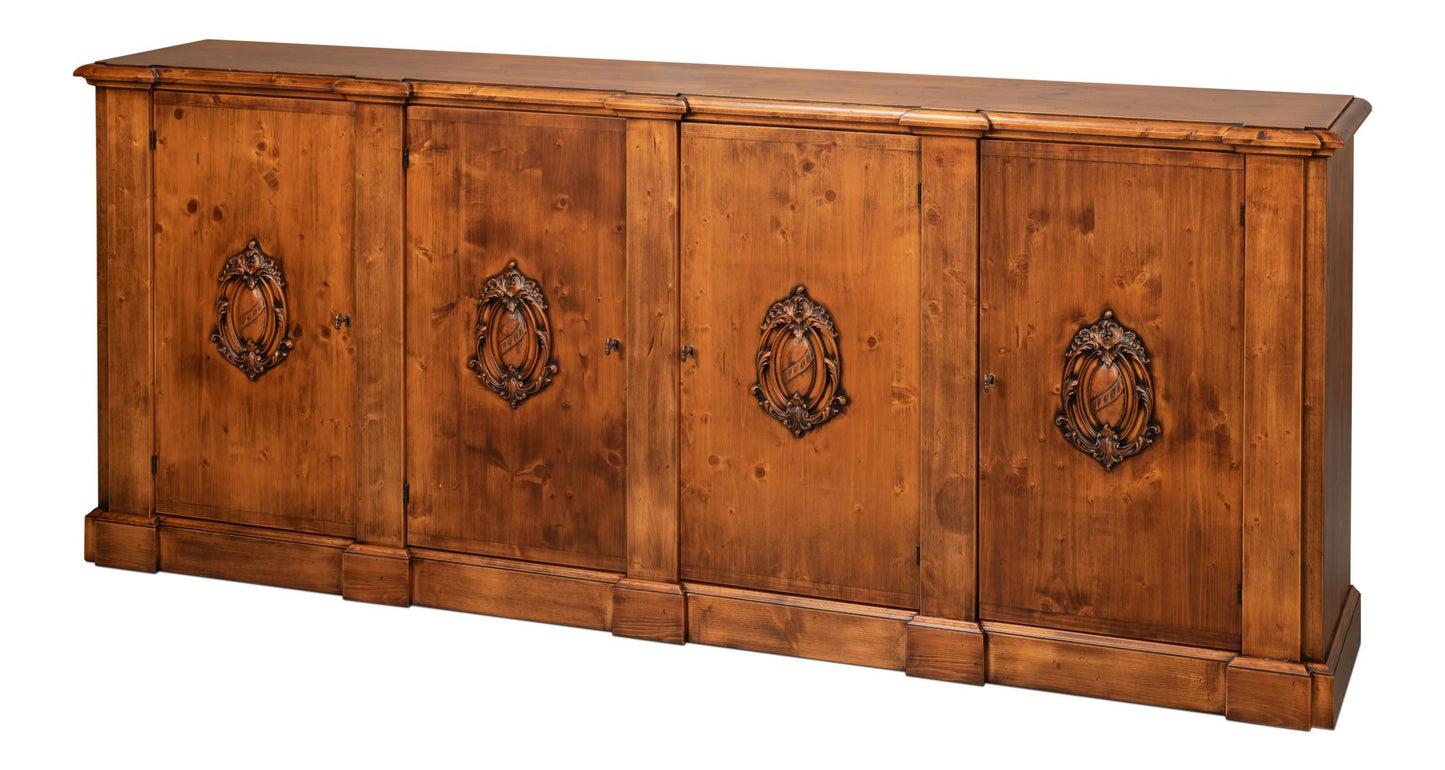 Crested Wall Cabinet,Noce Anticato