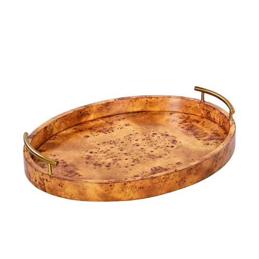 TRAY OVAL SERVING-RUSTIC BURL