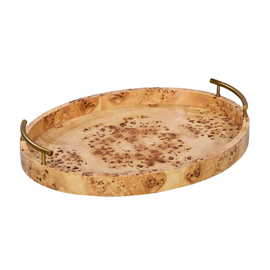 TRAY OVAL SERVING-NATURAL BURL