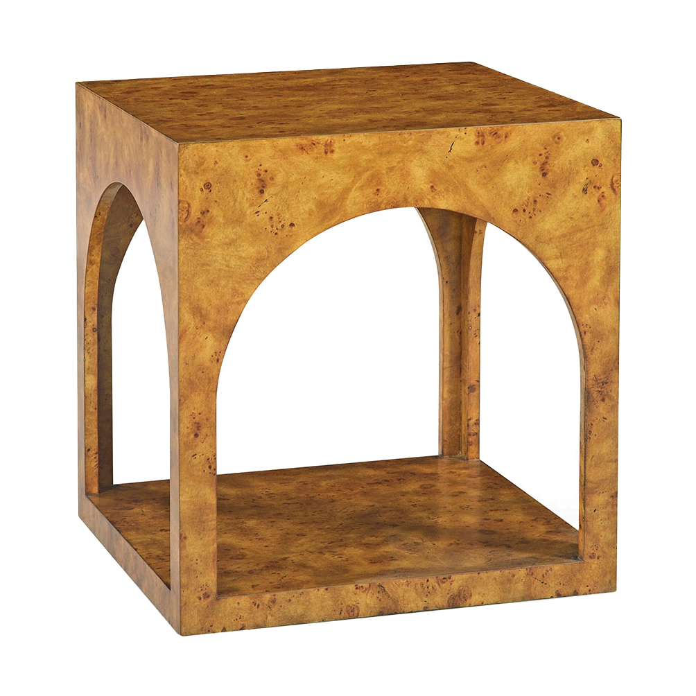 1296-22 - Arch Side Table - Rustic Burl Finish