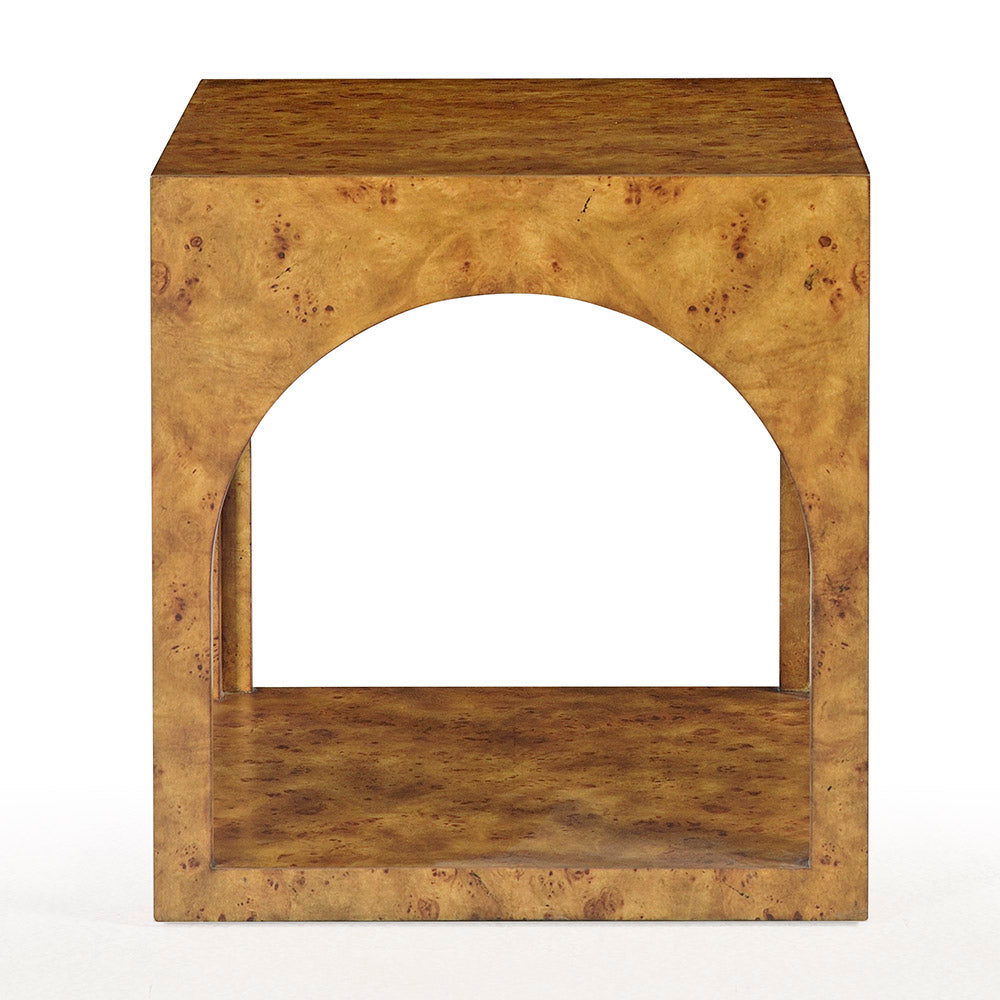 1296-22 - Arch Side Table - Rustic Burl Finish