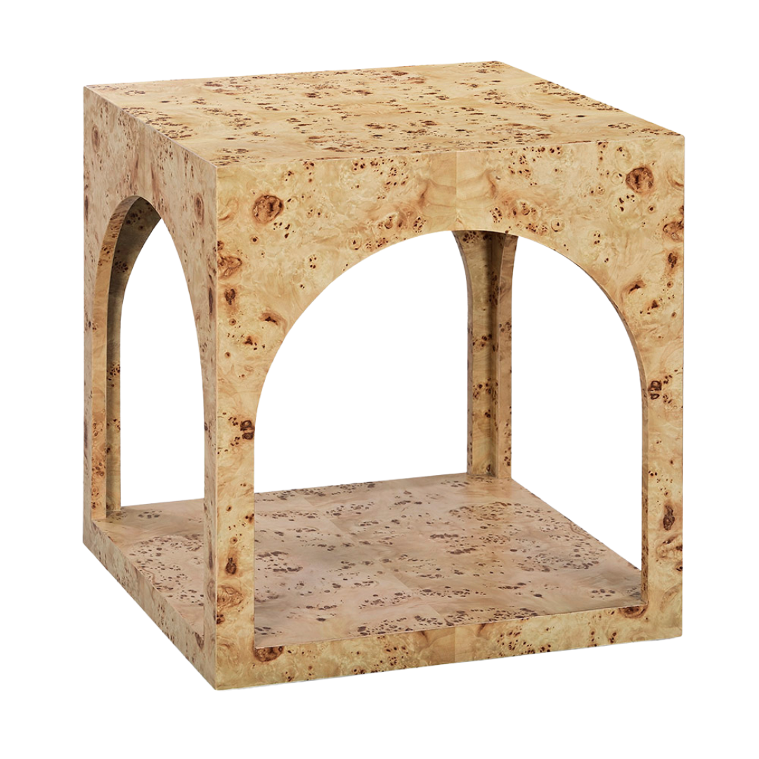 1296-40 - Arch Side Table - Natural Burl Finish