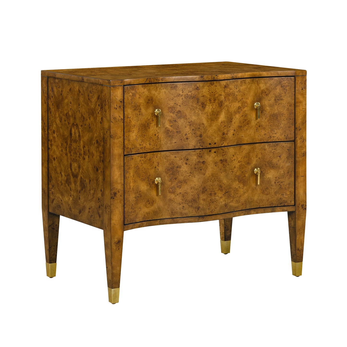 1356-22 - Serpentine Nightstand - Rustic Burl Finish