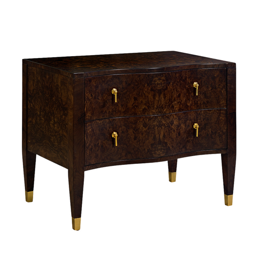 1356-50 - Serpentine Nightstand - Walnut Burl Finish