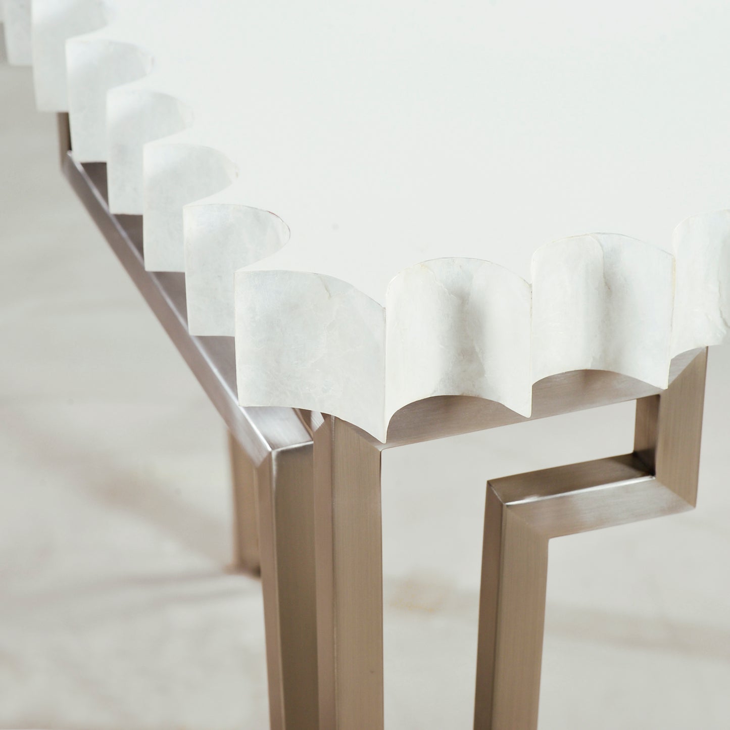 1437-06 - Capiz Console Table - Ghost Finish