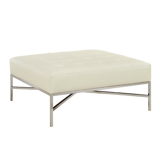 1444-06 - Sarasota Coffee Table Ottoman - White Leather Finish