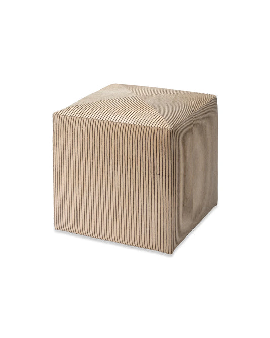 Pinstriped Ottoman, Small -ST