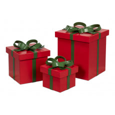 Ferrell Leather Holiday Boxes,S/3,Red