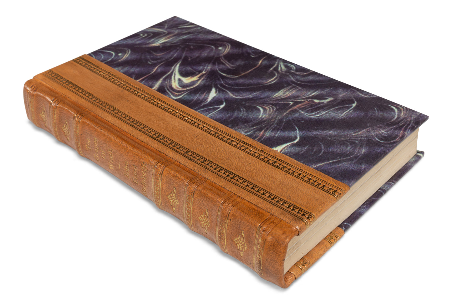 FAUX TAN LEATHER BOOKS  SET OF 25