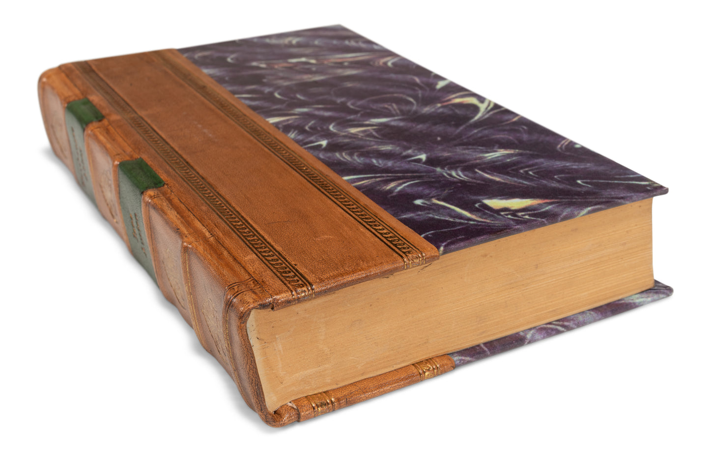 FAUX TAN LEATHER BOOKS  SET OF 25