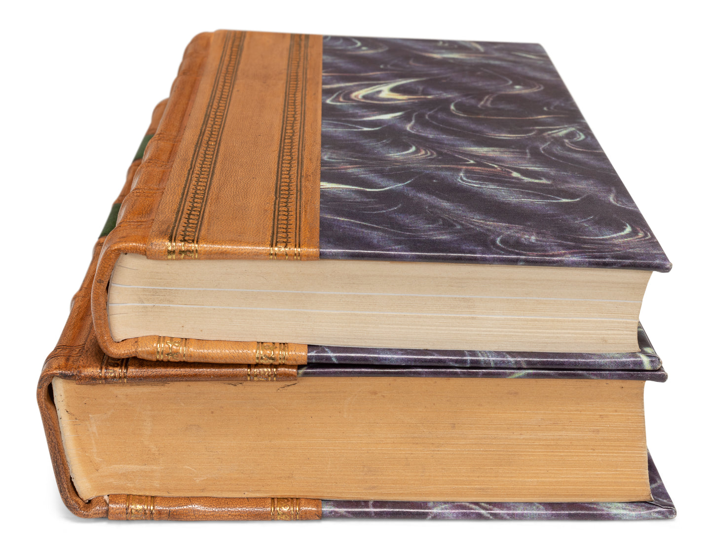 FAUX TAN LEATHER BOOKS  SET OF 25