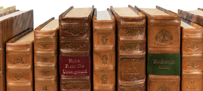 FAUX TAN LEATHER BOOKS  SET OF 25