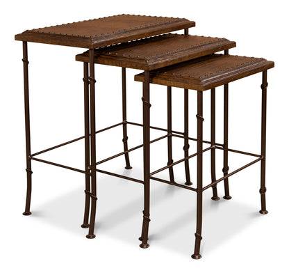 CROC LEATHER NESTING TABLES, SET/4