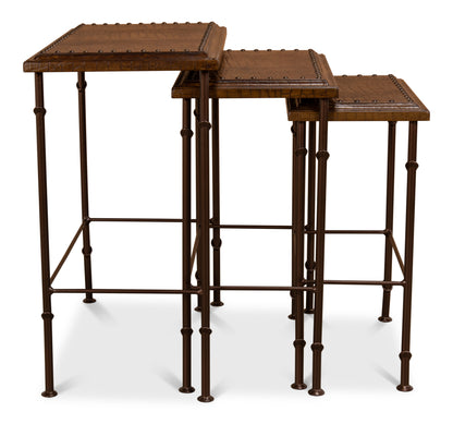 CROC LEATHER NESTING TABLES, SET/4